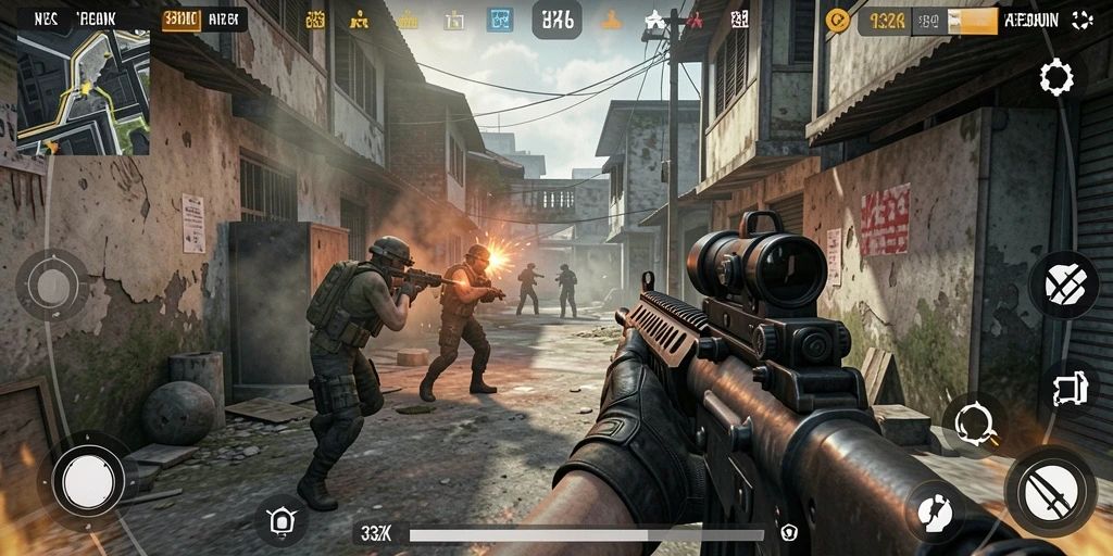Gameplay intens dengan aksi tembak menembak yang seru.