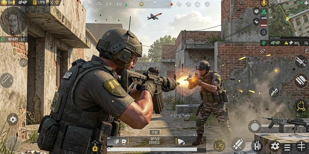 Gameplay seru dan mendebarkan dari 4P4P dengan aksi tembak-menembak.