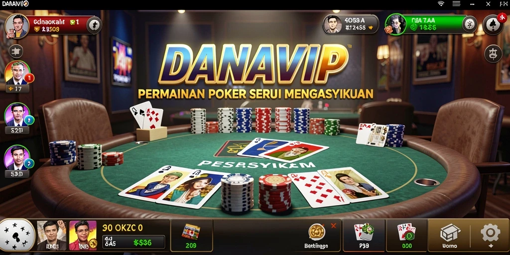 Tangkapan layar menampilkan gameplay poker yang menarik di DANAVIP.