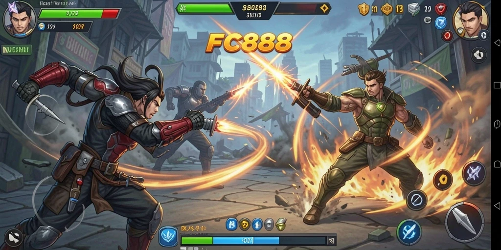 Tampilan seru gameplay FC888 dengan pertarungan mendebarkan.