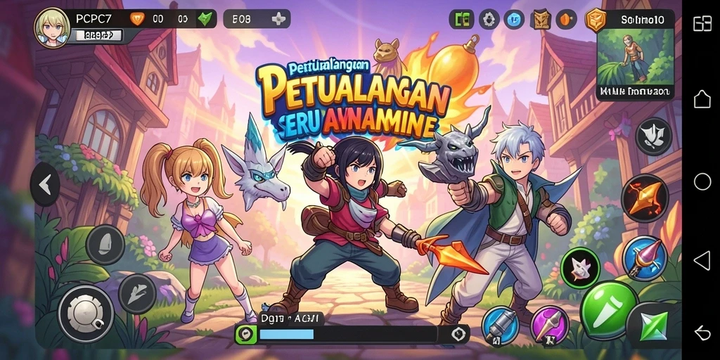 Screenshot menampilkan karakter anime dalam pertempuran seru.