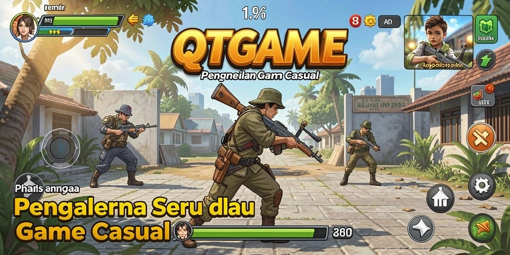 Tampilan gameplay QTGAME yang penuh warna dan menarik.