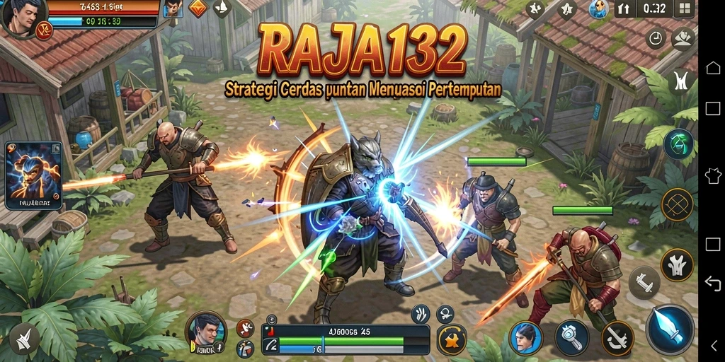 Tangkapan layar RAJA132 menunjukkan aksi pertempuran strategi yang intens.