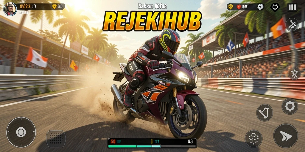 Tampilan menarik gameplay balapan motor di REJEKIHUB.